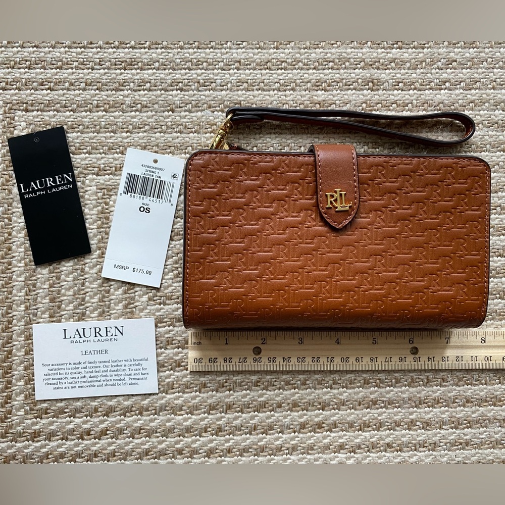 Lauren Ralph Lauren Logo-Debossed Leather Tech Wristlet